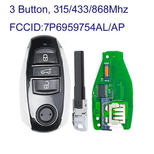 MK120176 3 Button Smart Remote Key Fob 315MHz 433MHz 7P6959754AL 868MHz 7P6 959 754 AP For VW Touareg 2011-2018 Auto Key Fob