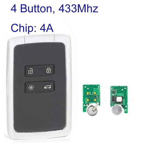 MK230001 Smart Card Key 4 button Keyless Remote Key 434mhz Hitag AES 4A chip for Megane 4 Keyless Car key FCC 2014DJ3371
