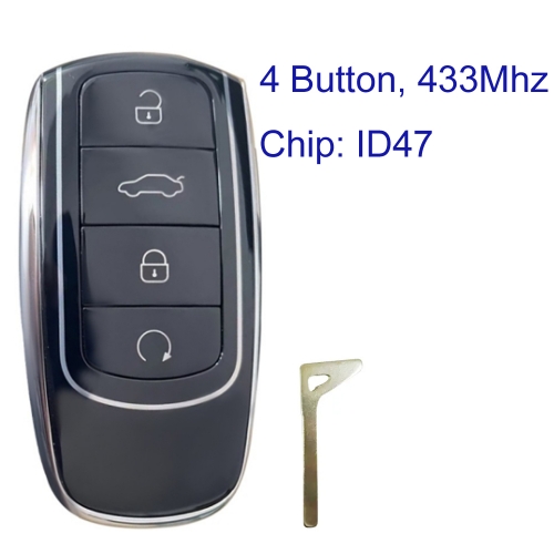 MK080018 4 Button Smart Key 433Mhz for Chery Tiggo 8 PLUS ARRIZO PLUS Remote Proximity Keyless Go With ID47 Chip