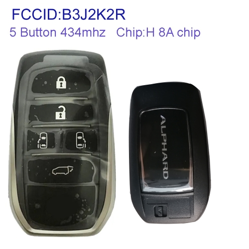 MK190551 5 Button 434mhz Smart Key Smart Card for T-oyota Alphard B3J2K2R H 8A chip Remote Keyless Go Proximity Key 61E068-0010