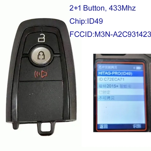 MK160021 Original 315MHZ 3Button Smart Key for Ford HC3T-15K601-AB Keyless Entry Remote Fob M3N-A2C931423