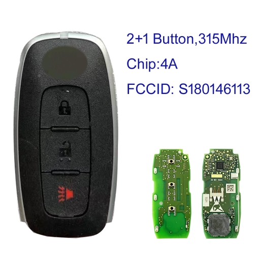 MK210178  2+1 Button 315MHz Smart Key for N-issan Aryia Versa Pathfinder Rogue Kicks 2023 Auto Key Fob TXPZ2 S180146113 With 4A Chip