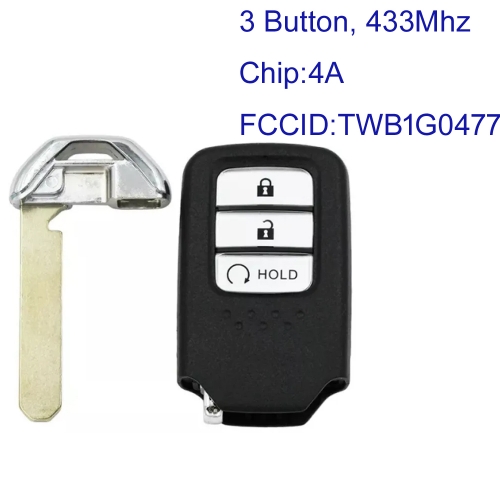 MK180310 3 Buttons Remote Smart Car key 434Mhz For Honda BRV Keyless Go 4A Chip TWB1G047