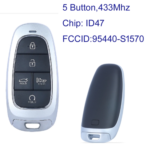 MK140411 5 Button 433MHz Smart Key for H-yundai Santa Fe 2021-2022 Remote FCCID 95440-S1570 / TQ8-FOB-4F27 Keyless Go