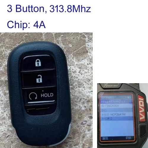 MK180317  3Button 314MHz Smart Key Remote Control for Honda 4A Chip Auto Car Key Fob Keyless Go