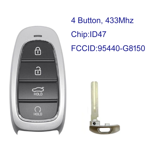 MK140405 4 Button 433MHz Smart Key for H-yundai Azera 2022 Remote FCC ID:95440-G8150 Keyless Go with ID47 Chip Auto Car Key