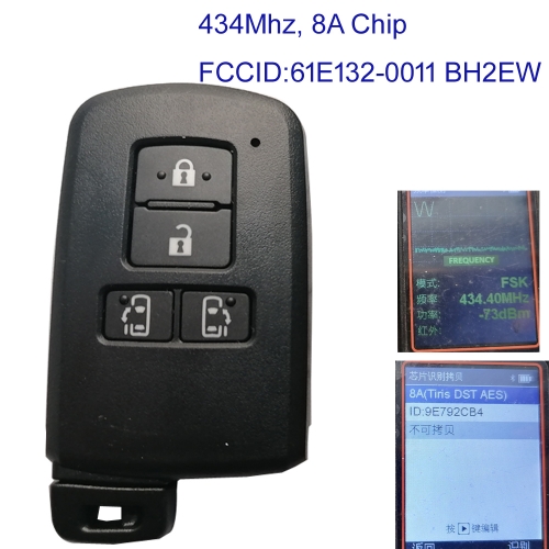 MK190558 4 Button 433Mhz Smart Key For T-oyota ALPHARD VELLFIRE SIENTA NOAH 89904-0D080 61E132-0011 With 8A Chip FCC: BH2EW