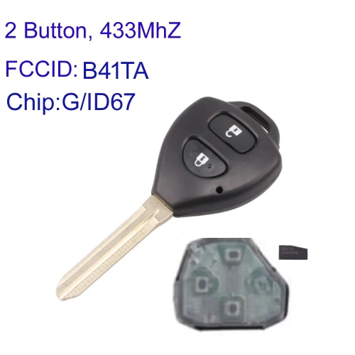 MK190564 2 Button 433MHZ Remote Key Control for T-oyota Hilux 2009-2015 T-oyota Yaris 2011-2014 Car Key Fob With G/ID67 Chip