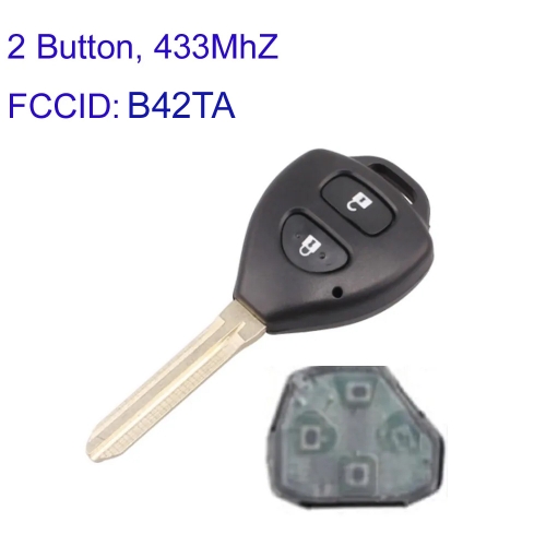 MK190563 2 Button 433MHZ Remote Key Control for T-oyota  fortuner innova B42TA Car Key Fob No Chip