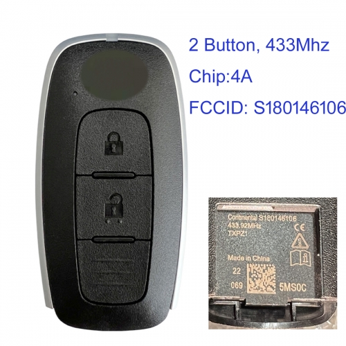 MK210209 2 Button 433MHz Smart Key for N-issan 2022-2023 Kicks Ariya Rogue Pathfinder Auto Key Fob TXPZ1 S180146106 With 4A Chip