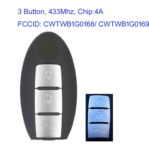 MK210207 OEM 3 Button 433MHZ Smart Key Remote Control for N-issan 2018-2019 Leaf CWTWB1G0168 CWTWB1G0169 With 4A Chip
