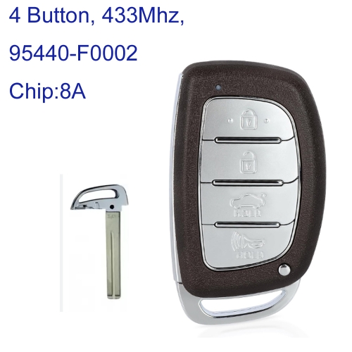 MK140341 3+1 Button 433MHz Smart Key Smart Card for H-yundai 2020 Elantra Sedan 95440-F2002 8A Chip Keyless Go