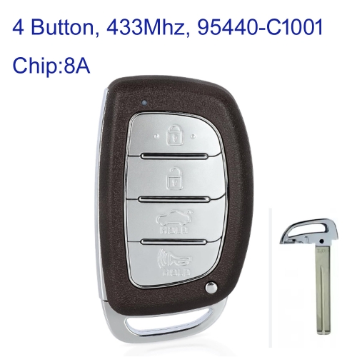 MK140161 3+1 Button 433MHz Smart Key Smart Card for H-yundai Sonata 2015-2017 95440-C1001 95440-C1000 8A Chip Keyless Go
