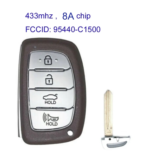 MK140150 3+1 Button 433MHz Remote Key for H-yundai  Sonata 2018 Auto Car Key Fob 95440-C1500 CQOFD00120 8A Chip