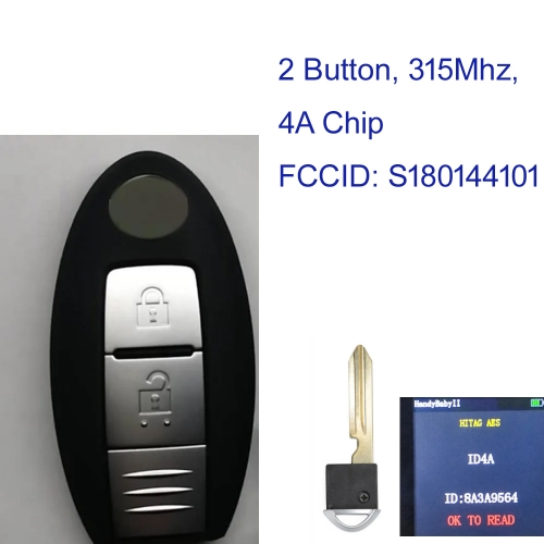 MK210214 2 Button 315mhz Remote Key Control Smart Key for N-issan X-trail 2014 2015 2016 2017  Keyless Go 4A Chip S180144101