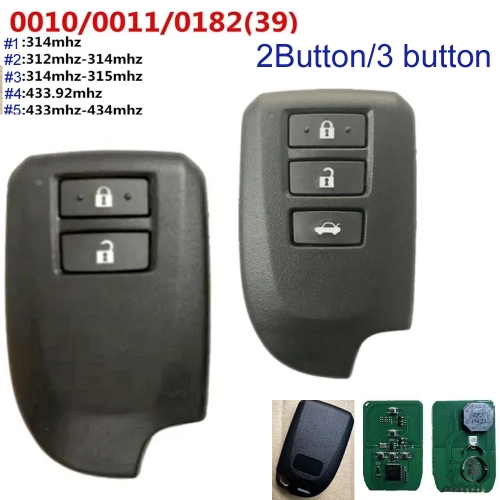 MK190596 2/3Button 314mhz/312-314mhz/ 314-315mhz/433.92 Mhz/433-434mhz Smart Key for T-oyota YARIS L YARIS VIOS PCB 0010/0011/0182 BS1EW Auto Car Key
