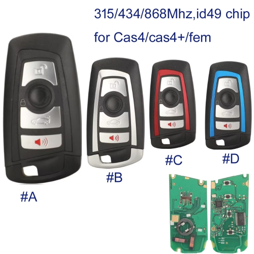 MK110121 3+1 Buttton 315/434/868MHZ Smart Key for BMW 3 5 7 Series CAS4+ FEM EWS5 Keyless Go With ID49 PCF7945P Chip