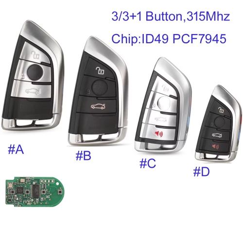 MK110146 3/3+1 Buttton 315MHZ Smart Key for BMW CAS4 EWS5 5 7 Series X5 X6 2014+ Keyless Go With ID49 PCF7945P Chip