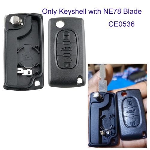 FS240044 3 Button Flip Key Shell Cover for P-eugeot C-itroen Auto Car Key Blade Replacement NE78 CE0536 with Battery Slot FS240044 3 Button Flip Key Shell Cover for P-eugeot C-itroen Auto Car Key Blade Replacement NE78 CE0536 with Battery Slot
