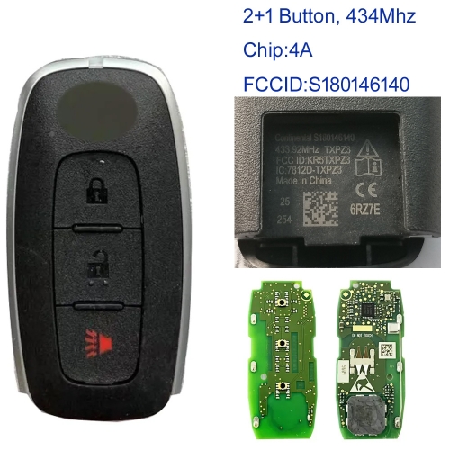 MK210201 2+1 Button 434MHz Smart Key for N-issan Aryia Versa Pathfinder Rogue Kicks 2023 Auto Key Fob KR5TXPZ1 S180146140 With 4A Chip MK210201 2+1 Button 434MHz Smart Key for N-issan Aryia Versa Pathfinder Rogue Kicks 2023 Auto Key Fob KR5TXPZ1 S180146140 With 4A Chip
