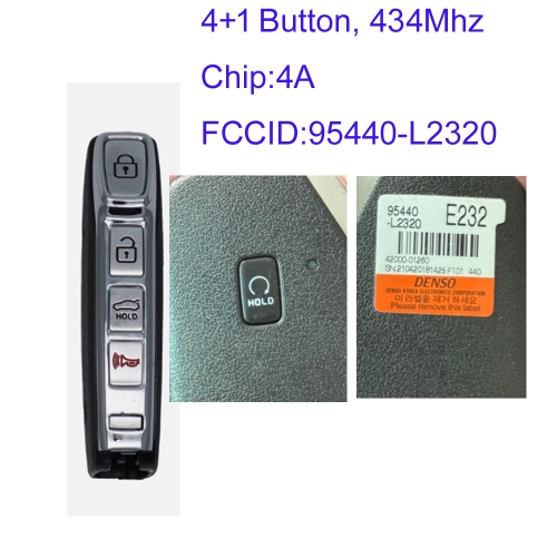 MK130322 4+1 Button 433MHz Smart Key for Kia K5 2021 With 4A Chip 95440-L2320 Car Key Fob Keyless Go MK130322 4+1 Button 433MHz Smart Key for Kia K5 2021 With 4A Chip 95440-L2320 Car Key Fob Keyless Go