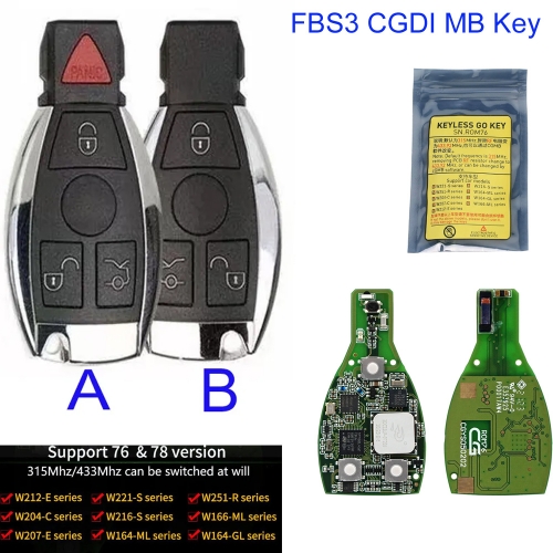 MK100114 3/3+1 Button CGDI One Start Keyless Go FBS3 Smart BE Key for Benz W204 W207 W212 W164 W166 W221 3/4 Button pcb Works with CGDI MB Prog MK100114 3/3+1 Button CGDI One Start Keyless Go FBS3 Smart BE Key for Benz W204 W207 W212 W164 W166 W221 3/4 Button pcb Works with CGDI MB Prog