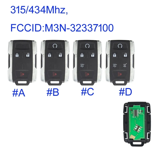 MK280197 315Mhz Smart Remote Car Key Fob for Chevrolet Tahoe Traverse Suburban for GMC Yukon Escalade with ID46 Chip M3N-32337100