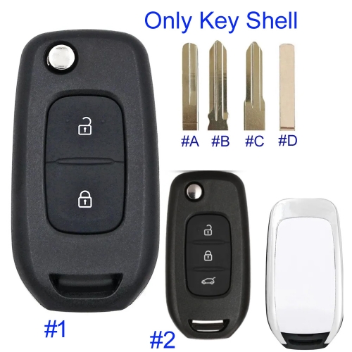 FS230029 2/3 Button Flip Key Remote Key Shell Cover Case for R-enault Auto Car Key Cover Replacement with Blade