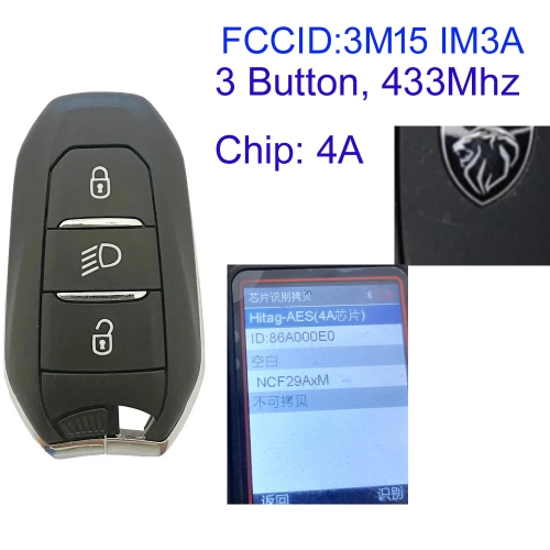 MK240095 Original 433 MHz 3 Buttons Smart Remote Key For P-eugeot 3M15 IM3A Number:9842119880 HITAG AES Chip Auto Car Key Fob
