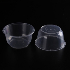 Clear Round Plastic Salad Packaging Bowl For Salad Lunch To Go Containers Disposable Fruit Vegetable PET Salad Box Food Grade