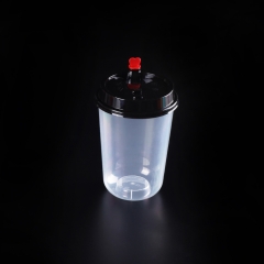 U形透明一次性16oz 24oz 500 / 700ml带盖PET PP杯用于热咖啡奶茶饮料杯，一次性塑料杯
