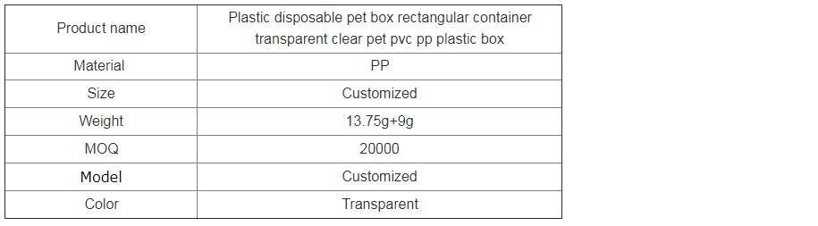 wholesale rectangular disposable plastic food container