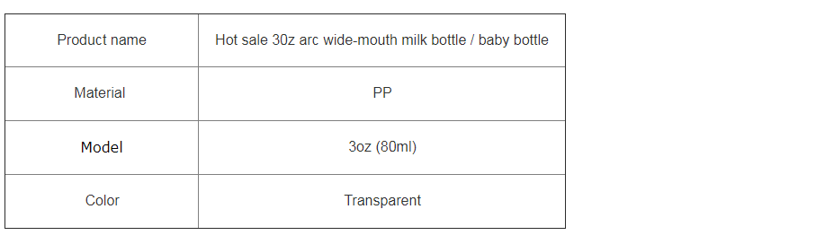Hot sale 30z arc wide-mouth milk bottle / baby bottle