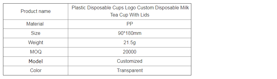 Plastic Disposable Cups Logo Custom Disposable Milk Tea Cup With Lids