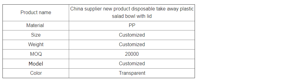 China supplier new product disposable take away plastic salad bowl with lid
