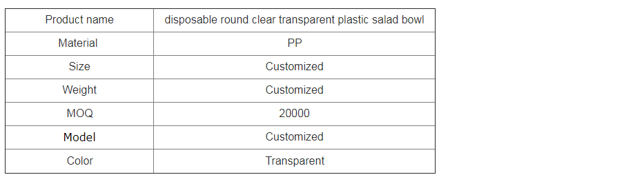 disposable round clear transparent plastic salad bowl