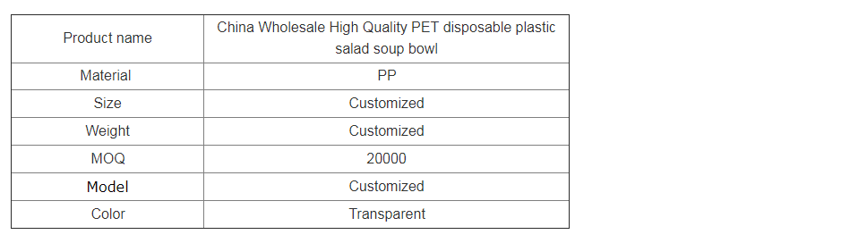 China Wholesale High Quality PET disposable plastic salad soup bowl