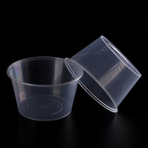 China Supplier 550Ml Round Take Away Disposable Pet Clear Plastic Fruit Salad Bowl With Lid