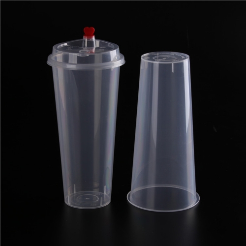 High Quality Clear PP Injection Plastic 16oz 24oz Boba Bubble Milk Tea Packing Smart U Shape Cup