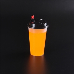 Eco-friendly PP plastic black lid dessert cup lid with transparent clear plug