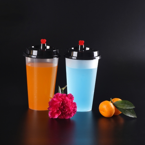 Disposable pp Clear Plastic Cup Milk Tea Cup with Lid