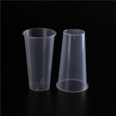 Custom LOGO Printed Clear Disposable Plastic U Shape PET Juice Milk Bubble Tea Boba Cup With lids
