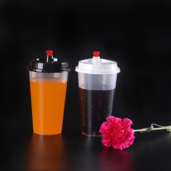China suppliers custom disposable Clear 500ml 700ml PP milk tea plastic cup with lip and straws