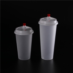 Disposable High Transparent Plastic Milk Tea Cup U-shaped Beverage Drinking Fruit Juice Takeaway Packaging Cup with Lids