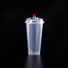 U shape 500ml customized printing milk tea PET transparent disposable plastic cup frozen drink cups