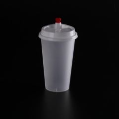 U shape 500ml customized printing milk tea PET transparent disposable plastic cup frozen drink cups