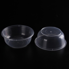 High Quality white PP plastic round food container noodle/soup bowls with lids