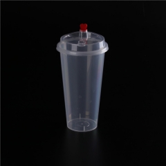 Custom transparent disposable juice milk tea plastic cup with lip