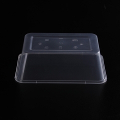 Large clear rectangular plastic storage container and lid