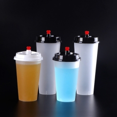 Food grade PP 500ml u shape milk tea clear disposable plastic cup with lid